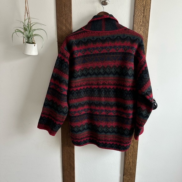 Vintage Alps Womans Medium Red Geometric Tribal Wool Jacket made in USA - Picture 5 of 15
